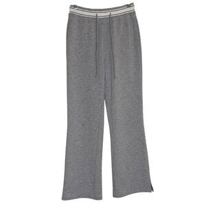 HeSaYep Sweat Pants Flare Stripe Pull On Drawstring Gray White S